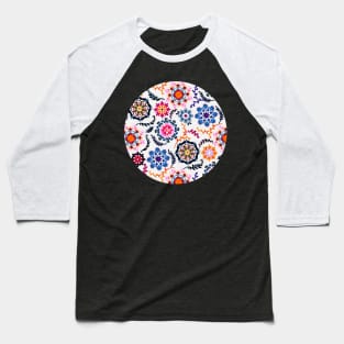 Happy Color Suzani Inspired Pattern Baseball T-Shirt